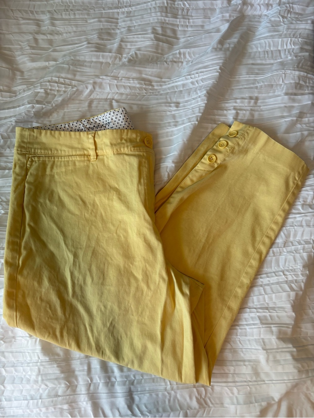 Talbots Yellow Cropped with buttons on side pants